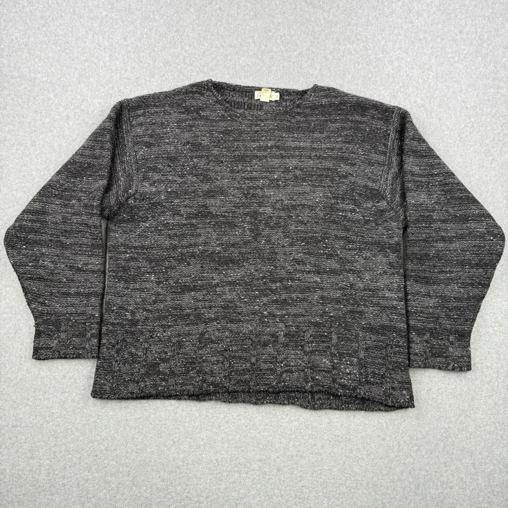 Vintage J Crew Sweater Mens XL Gray Chunky Knit‎ 100% Wool Crewneck Pullover